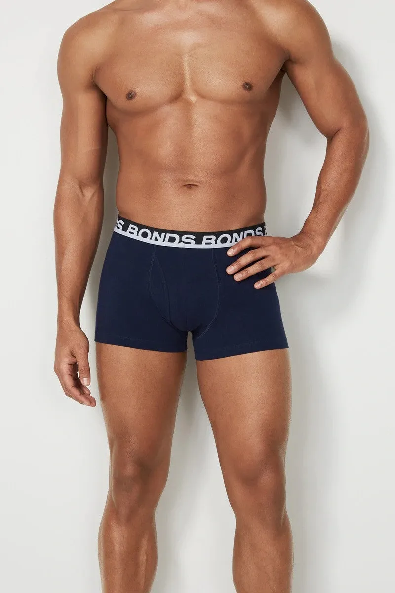 6 x Bonds Mens Everyday Trunks Underwear Black / Navy / Blue