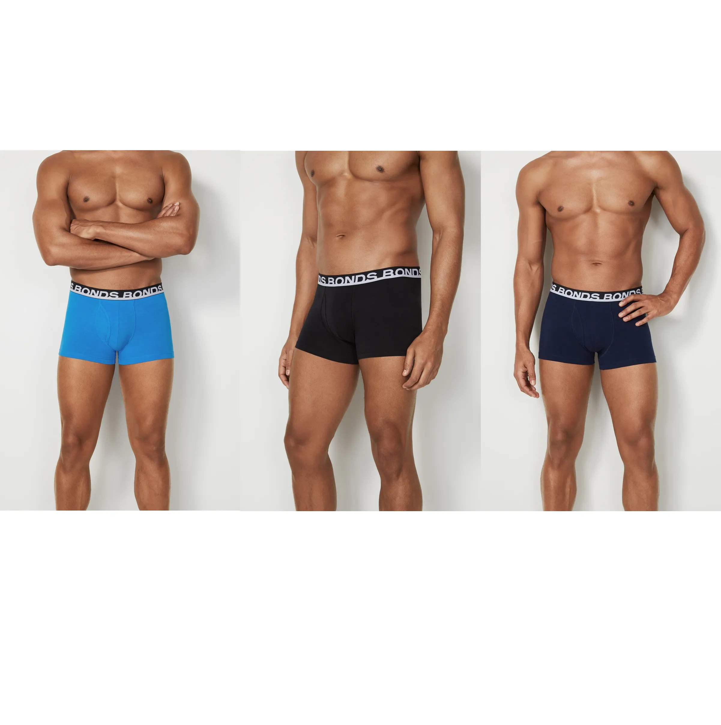 6 x Bonds Mens Everyday Trunks Underwear Black / Navy / Blue