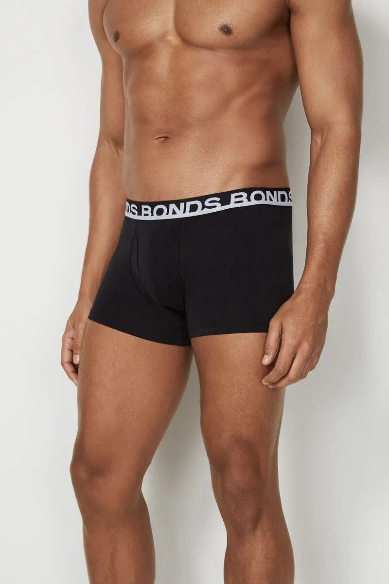 6 x Bonds Mens Everyday Trunks Underwear Black / Navy / Blue