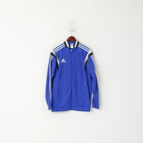 Adidas Men M Sweatshirt Blue Shiny Retro Full Zipper Sport Training Track Top