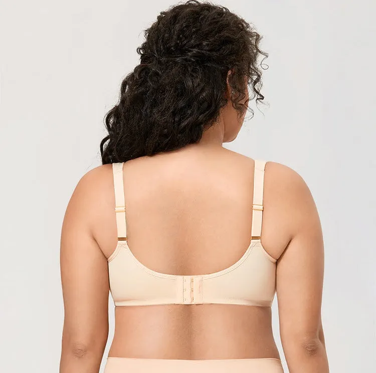 Beige Seamless Full Coverage Underwire Non-padded Wide Bra for Women