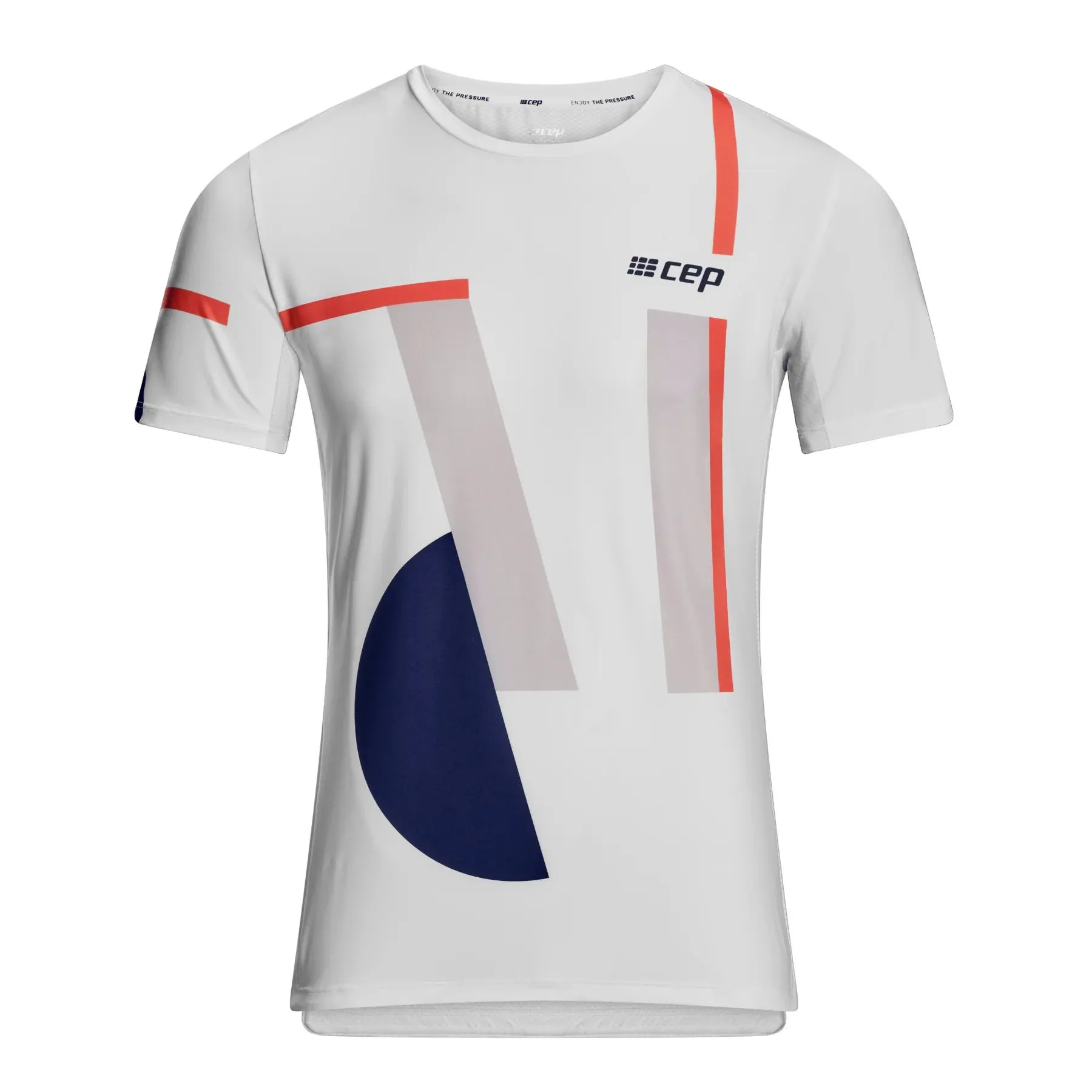 CEP Men's The Run Shirt Round Neck Short Sleeve v5 - White/Geometrics