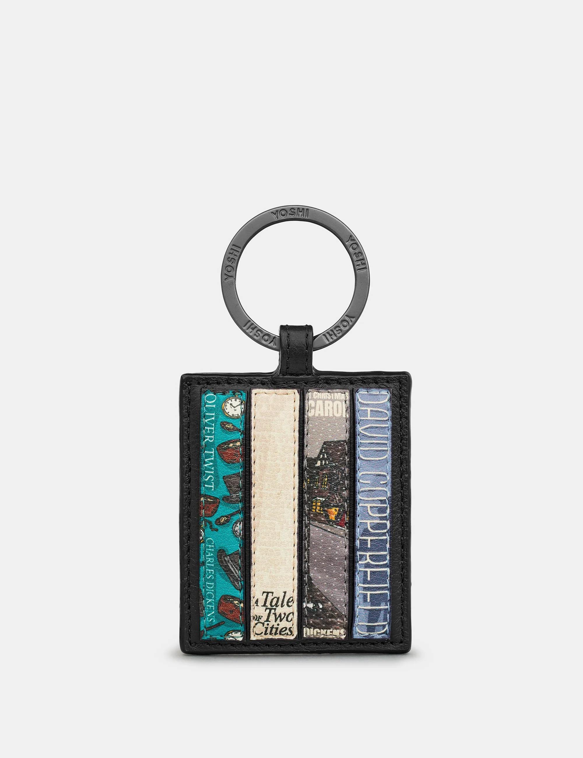 Dickens Bookworm Black Leather Keyring