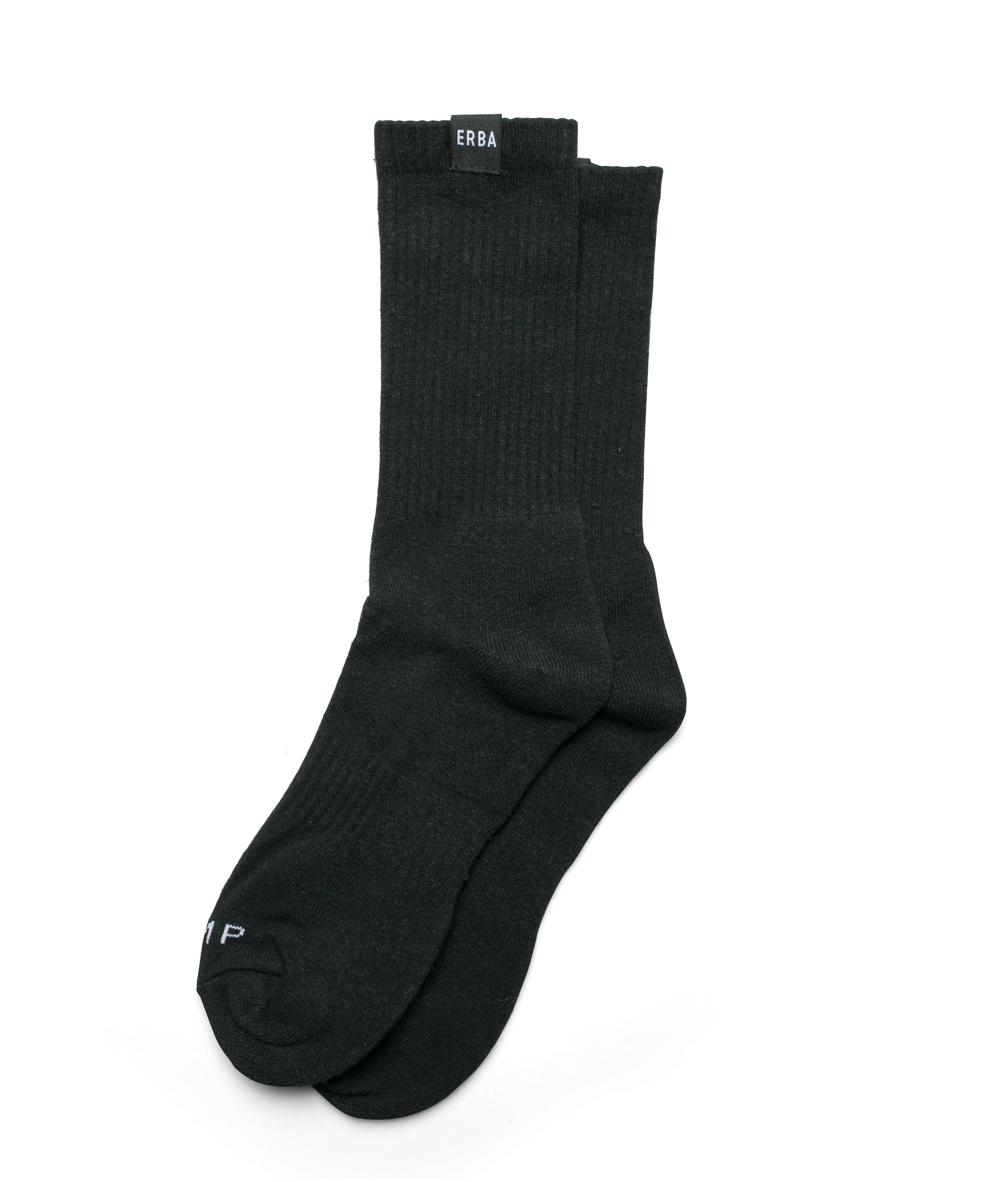 ERBA HEMP CREW SOCKS BLACK