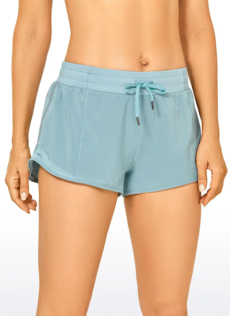 Feathery-Fit Mid-Rise Lined Shorts with Drawstring 2.5''