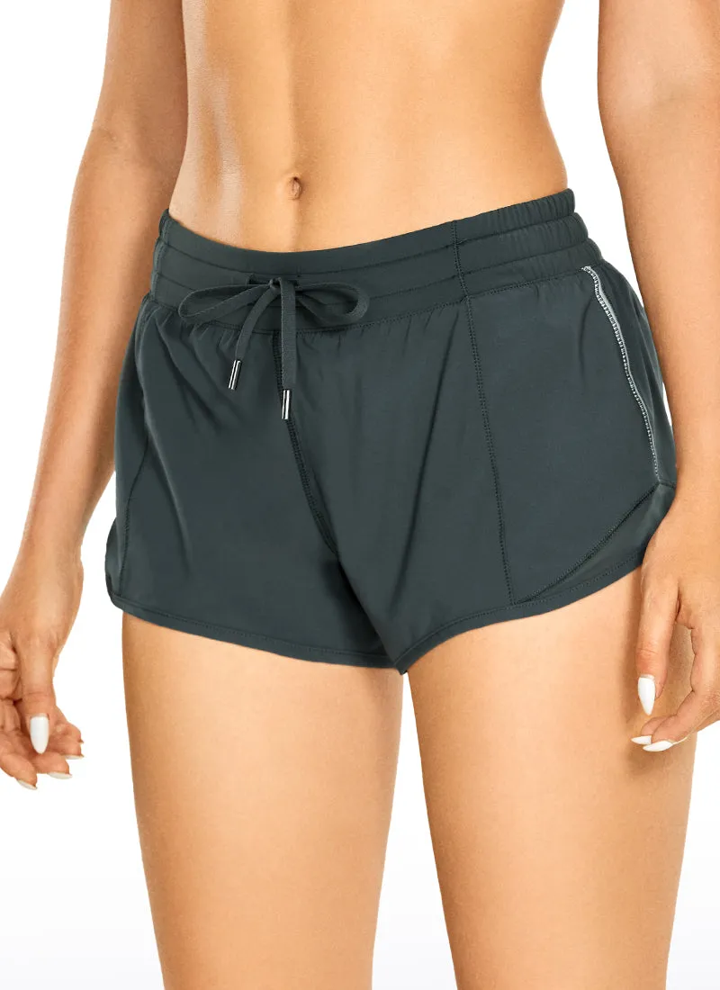 Feathery-Fit Mid-Rise Lined Shorts with Drawstring 2.5''