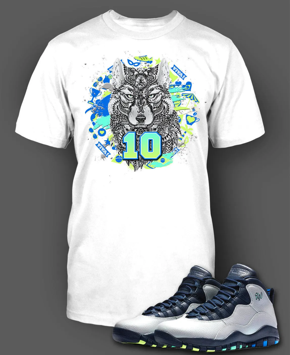 Graphic T Shirt To Match Retro Air Jordan 10 Rio Shoe