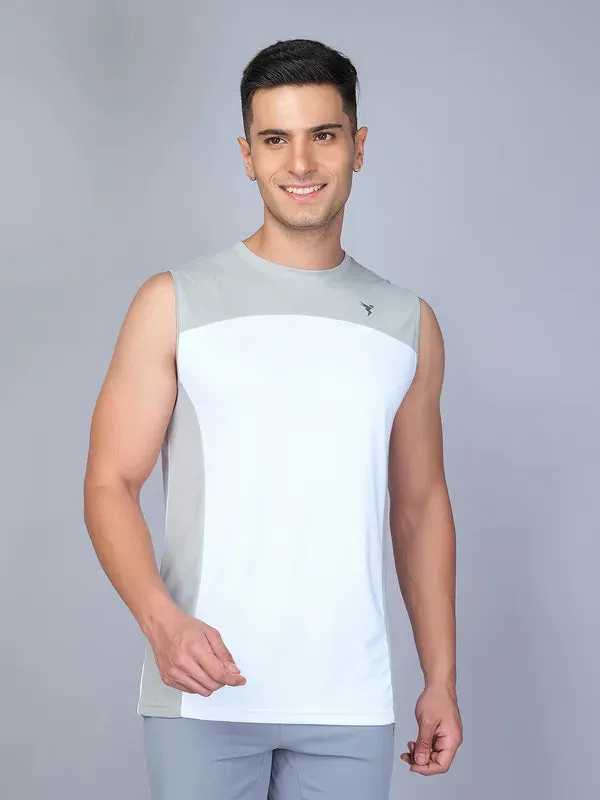 Men Colorblock Slim Fit Crew Neck Innerwear Vest with TECHNO COOL