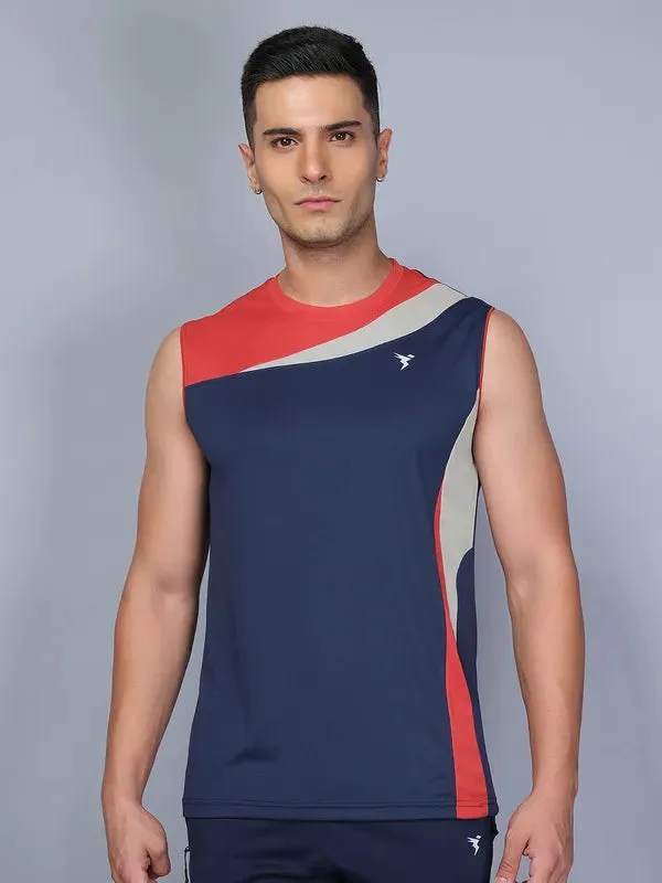 Men Colorblock Slim Fit Crew Neck Innerwear Vest with TECHNO COOL