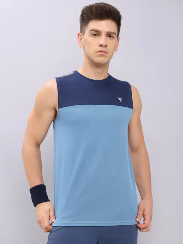 Men Colorblock Slim Fit Crew Neck Innerwear Vest with TECHNO COOL 