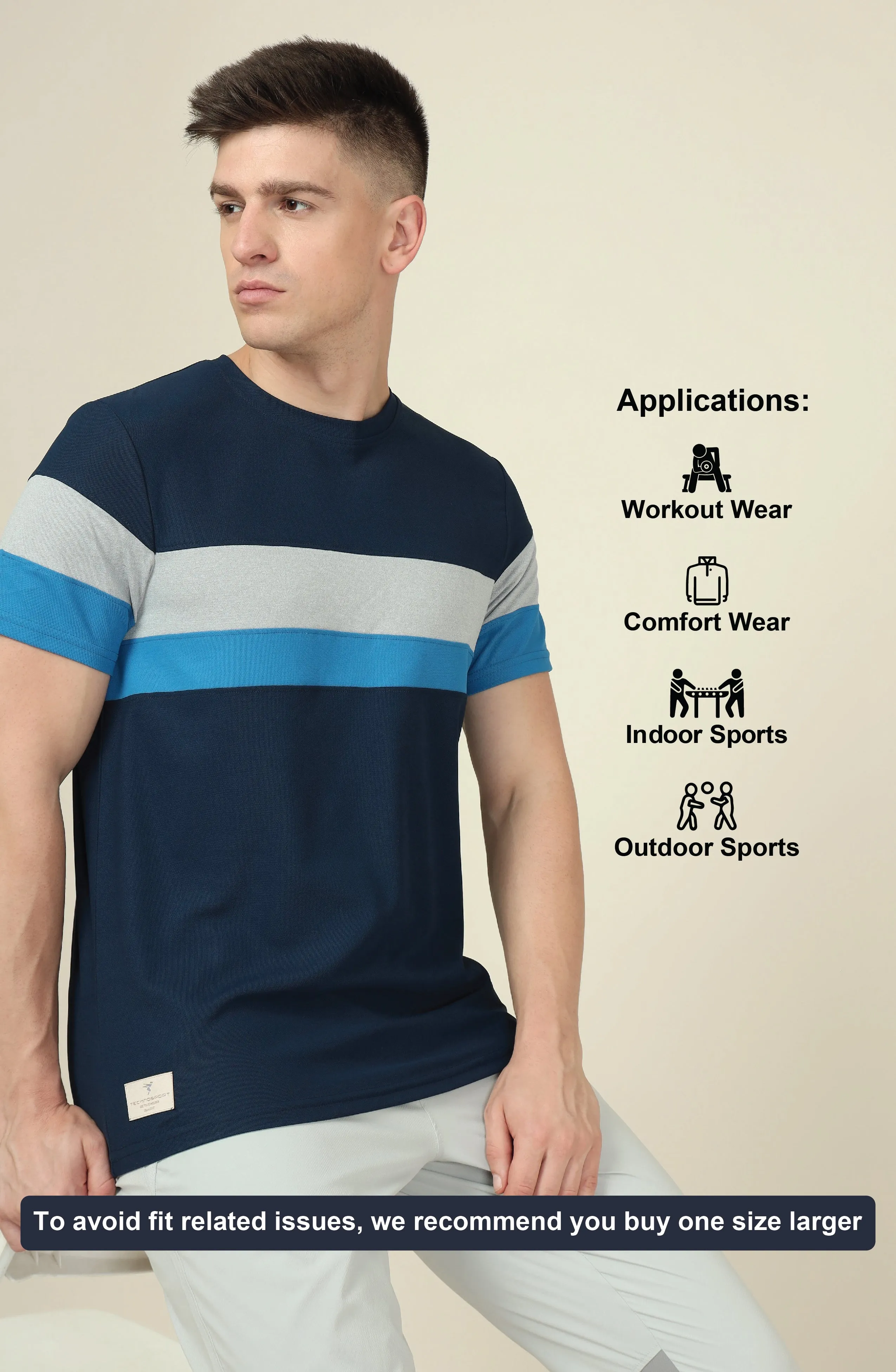 Men Colorblock Slim Fit Crew Neck T-shirt with MATPIQ