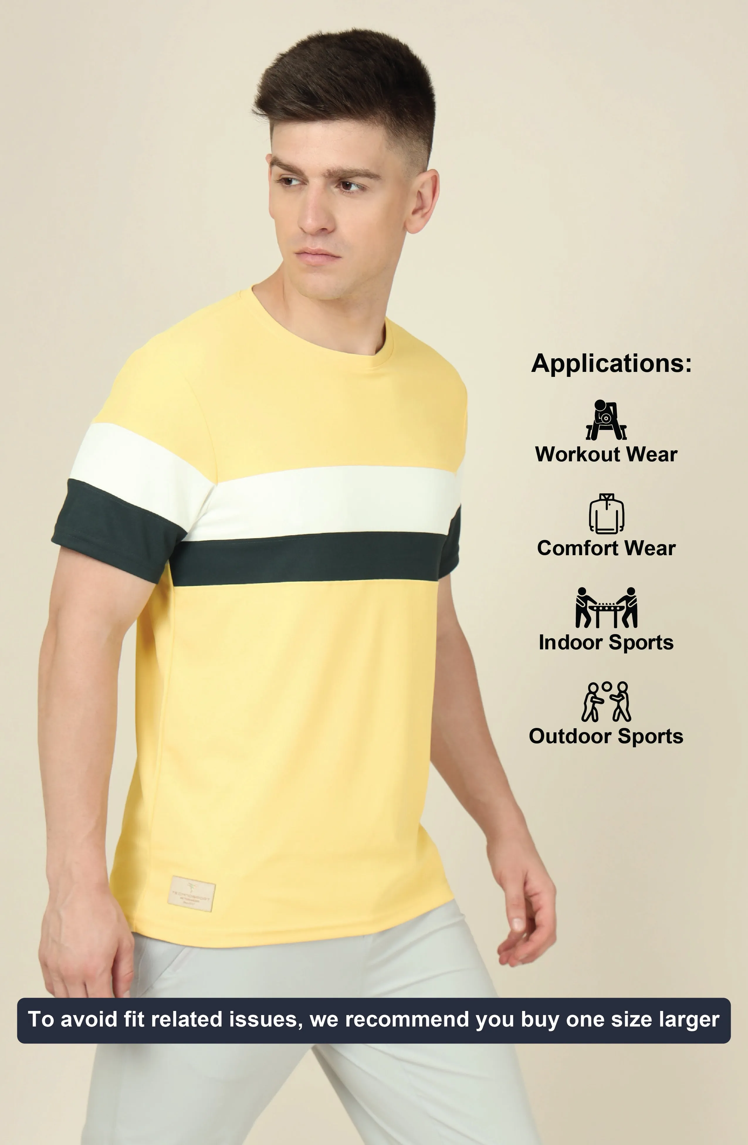 Men Colorblock Slim Fit Crew Neck T-shirt with MATPIQ