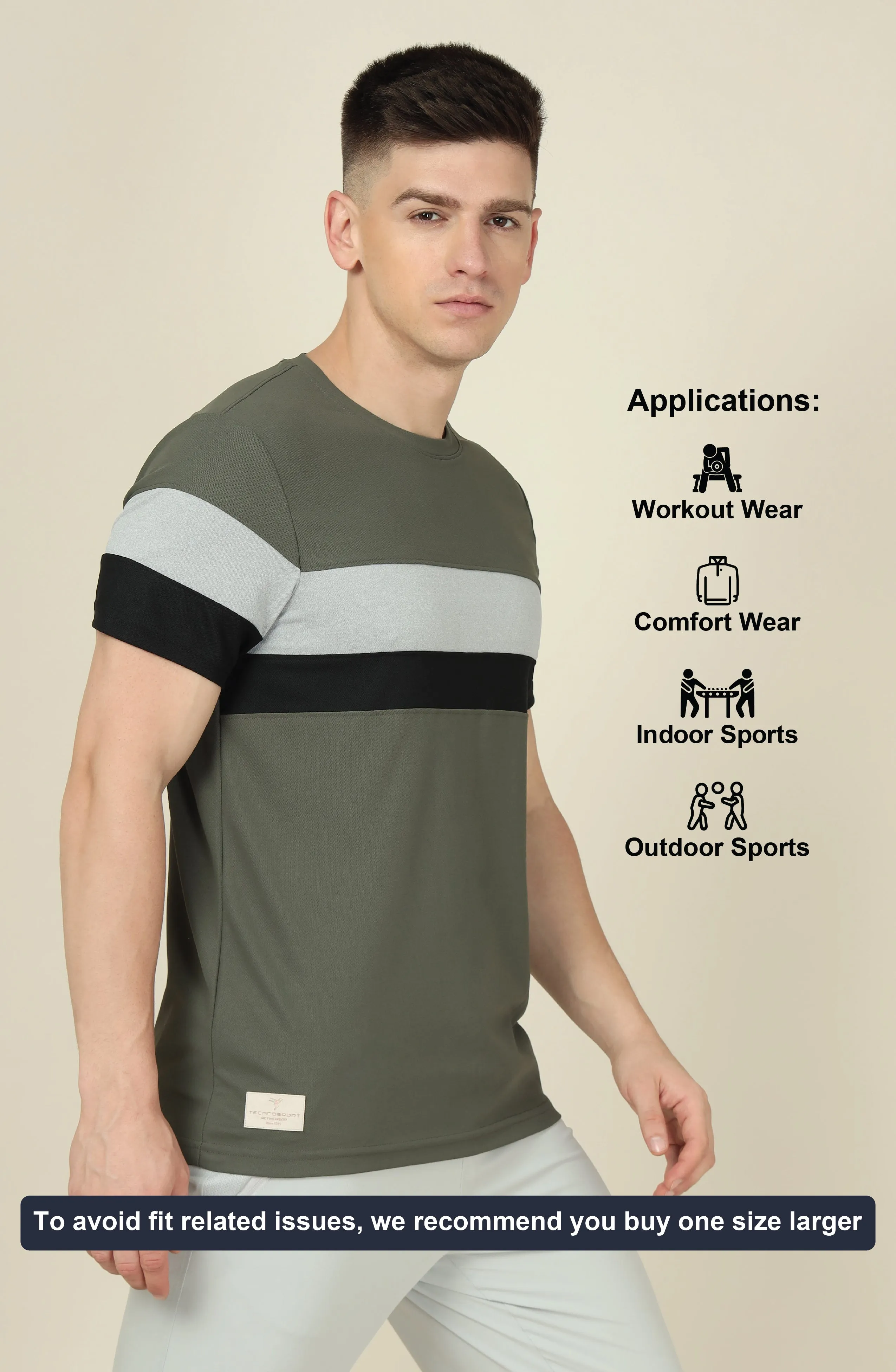 Men Colorblock Slim Fit Crew Neck T-shirt with MATPIQ