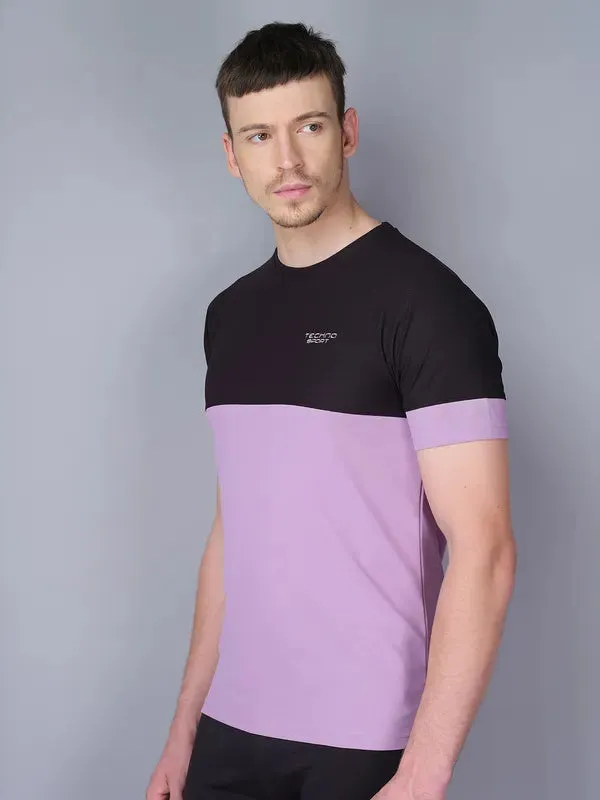 Men Colorblock Slim Fit Crew Neck T-shirt with TECHNO GUARD