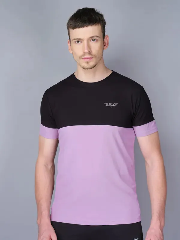 Men Colorblock Slim Fit Crew Neck T-shirt with TECHNO GUARD