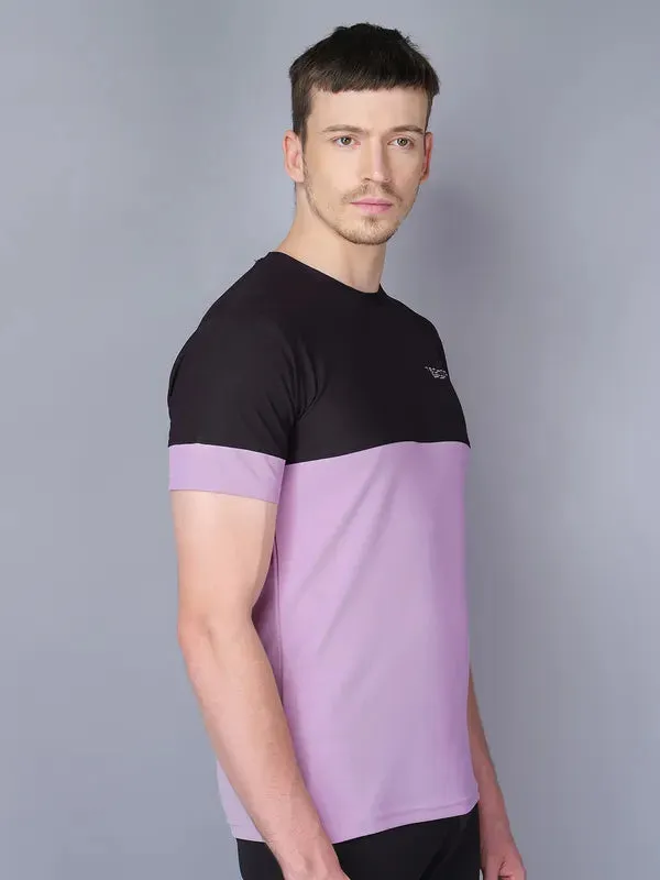 Men Colorblock Slim Fit Crew Neck T-shirt with TECHNO GUARD