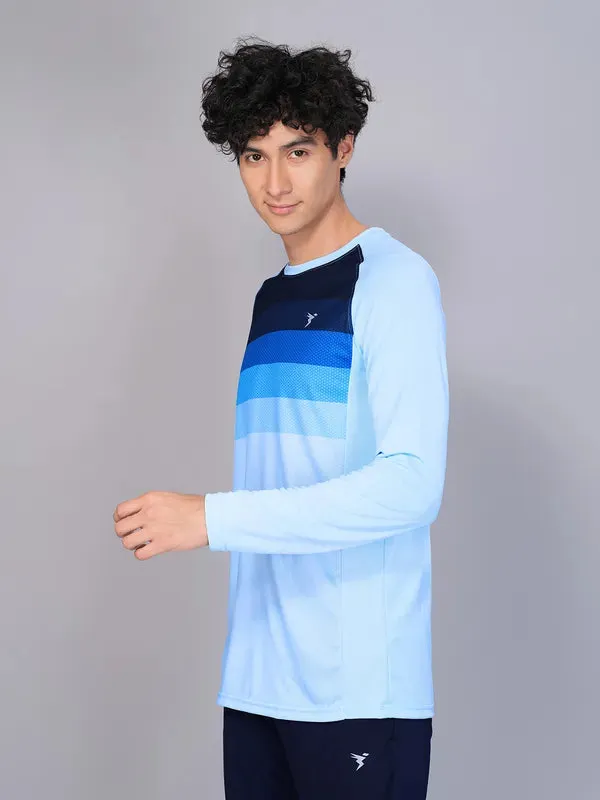 Men Geometric Slim Fit Crew Neck T-shirt with TECHNO COOL