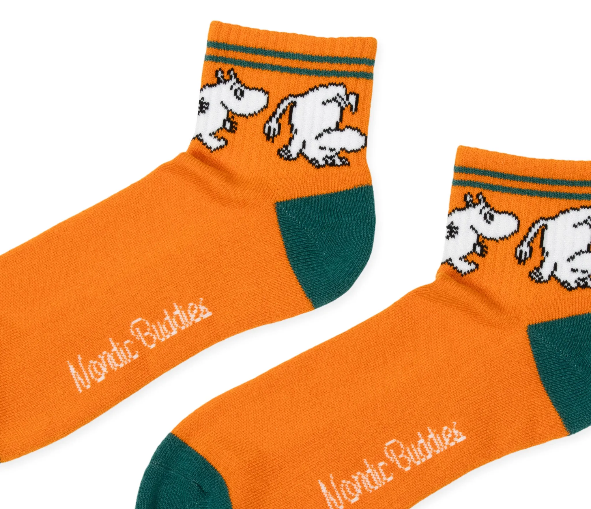 Moomintroll Running Retro Ankle Men Socks - Orange and Dark Green