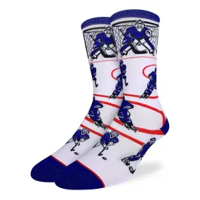 "Hockey, Blue & White" Crew Socks by Good Luck Sock