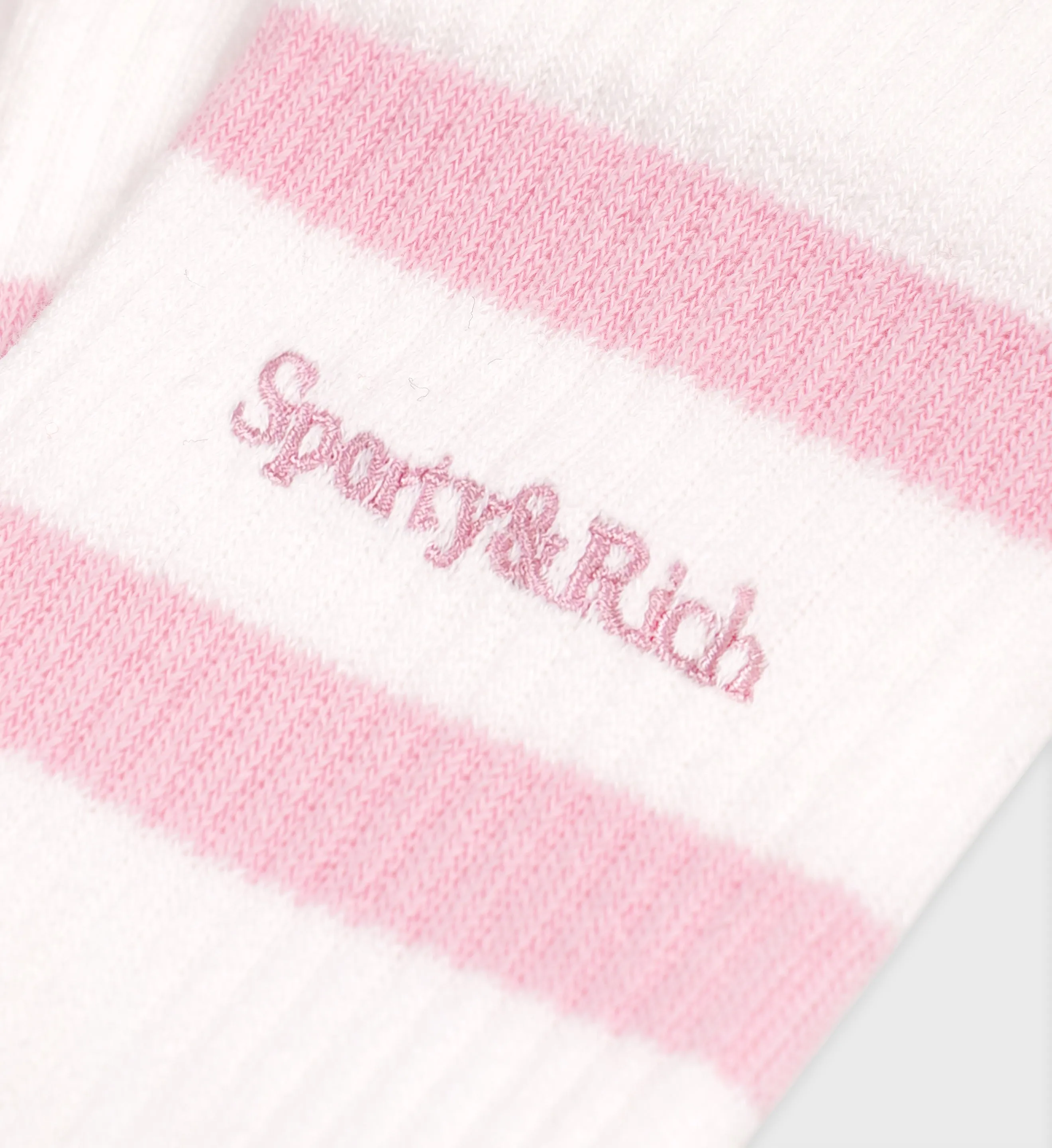 Serif Logo Striped Socks - White/Baby Pink